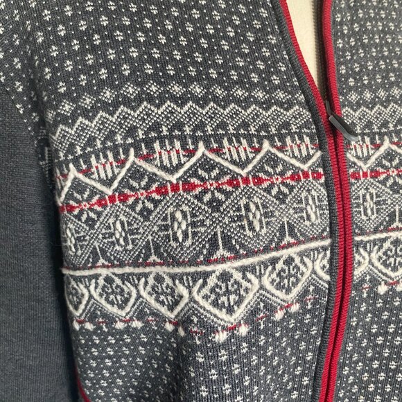 EUC EDDIE BAUER SPORT Gray Merino Wool Sweater Jacket sz L - Picture 5 of 7